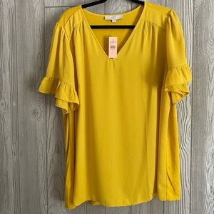 NWT LOFT Plus Mustard Yellow Top